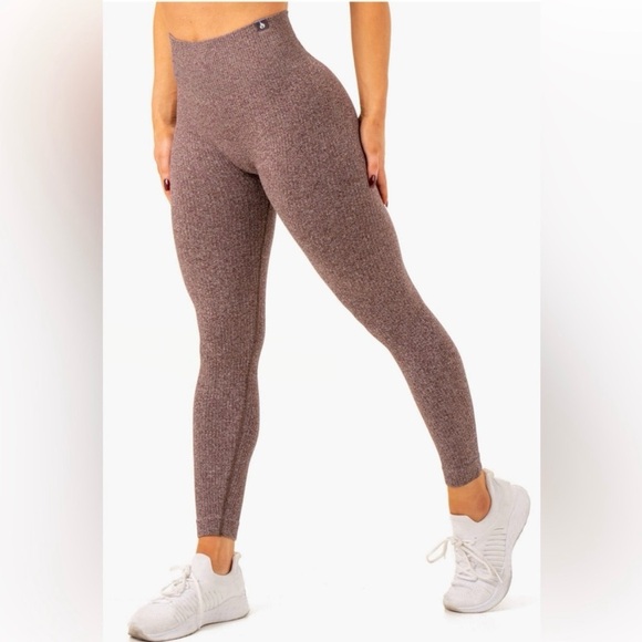 NWT Ryderwear Ribbed Seamless Leggings Chocolate Marl size XL - Picture 1 of 11